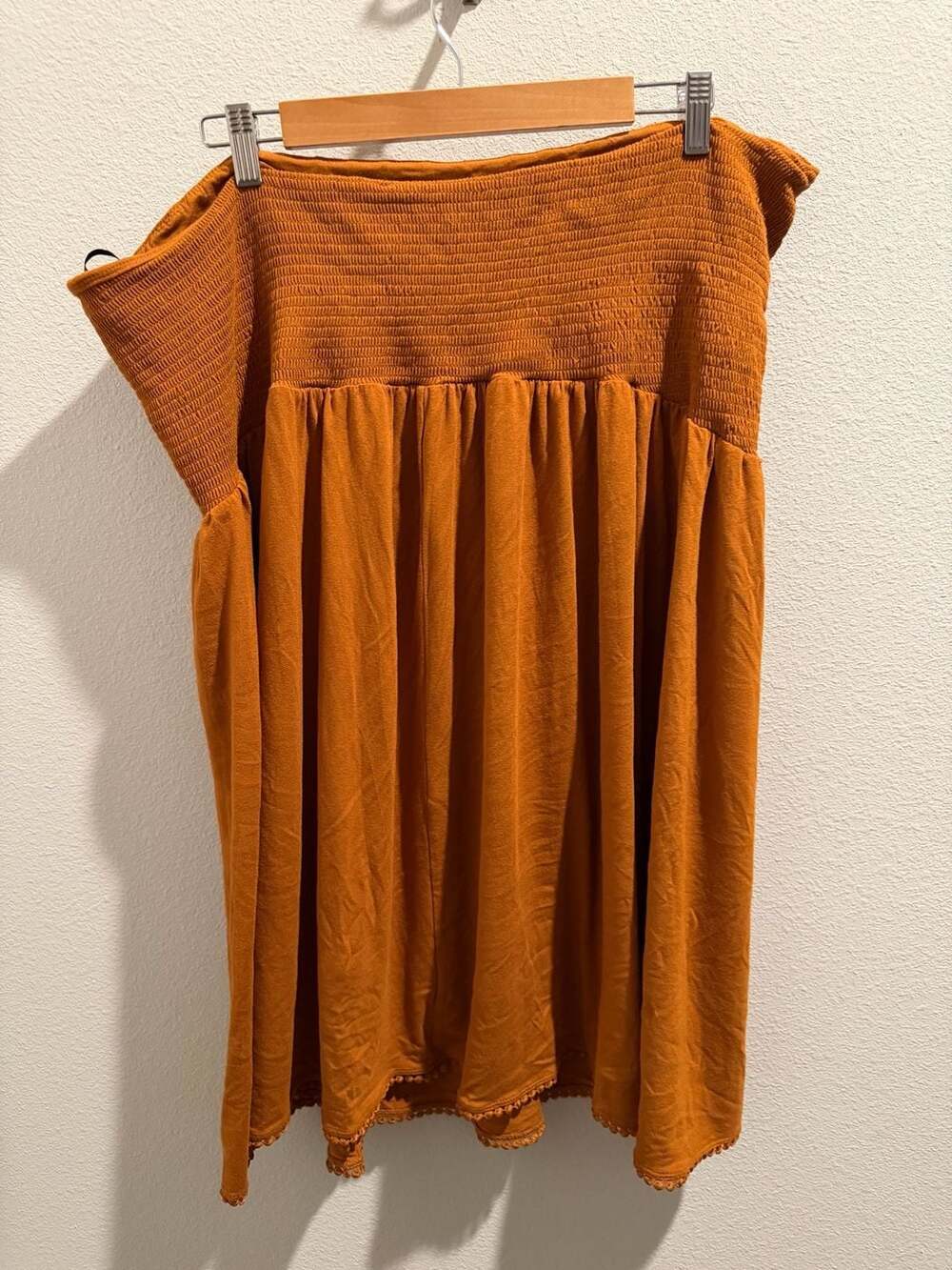 Forever 21+ Plus Size Smocked Strapless Mini Dress in Burnt Orange - Picture 4 of 6